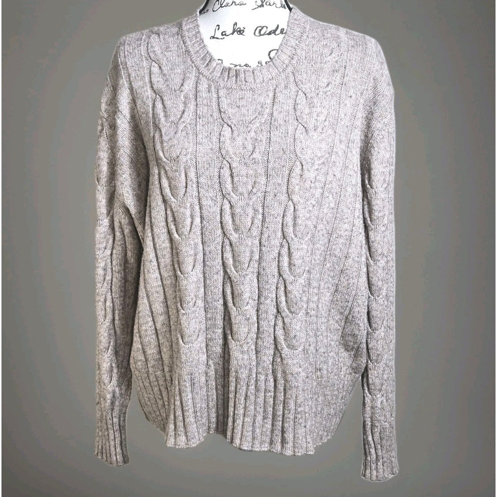 Banana Republic Fitted Cable Knit Sweater Womens Sz XL Tan Neutral Preppy Dressy